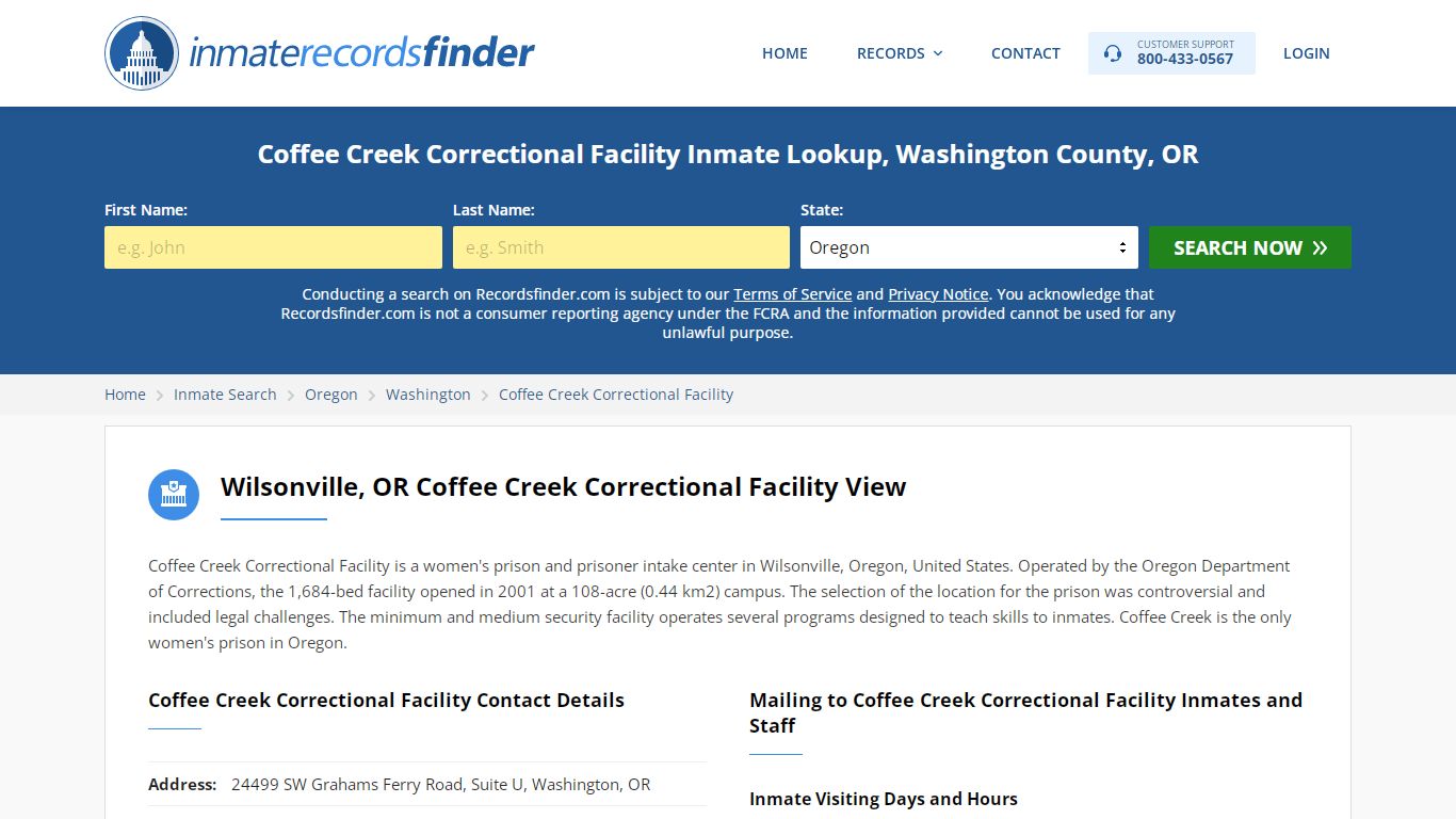 Coffee Creek Correctional Facility Roster & Inmate Search, Washington ...