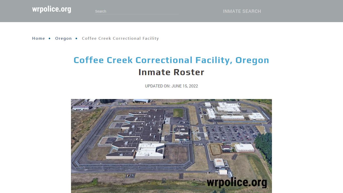 Coffee Creek Correctional Facility, Oregon Inmate Roster